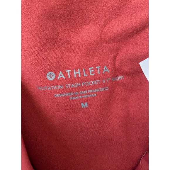 Athleta Salutation Stash High Rise Pocket II 7 Inch Short Red Women's M Yoga - Picture 4 of 6